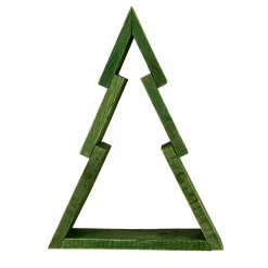 Geometric Wooden Christmas Tree Display - 9.5" - Green