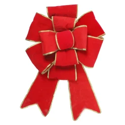 Giant 3D 11-Loop Velveteen Commercial Christmas Bow with Trim - 40" - Red and Gold
