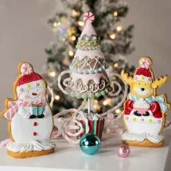 Gingerbread Snowman with Present Christmas Figurine - 7"
