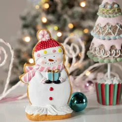 Gingerbread Snowman with Present Christmas Figurine - 7
