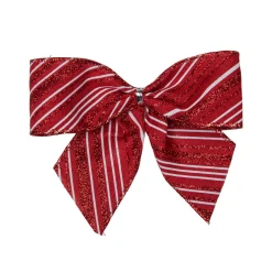 Glitter Striped 2-Loop Christmas Bow Decorations - 5.5