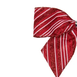 Glitter Striped 2-Loop Christmas Bow Decorations - 5.5