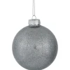 Glittered and Matte Finish Christmas Glass Ball Ornaments - 3" (80mm) - Silver - 9ct