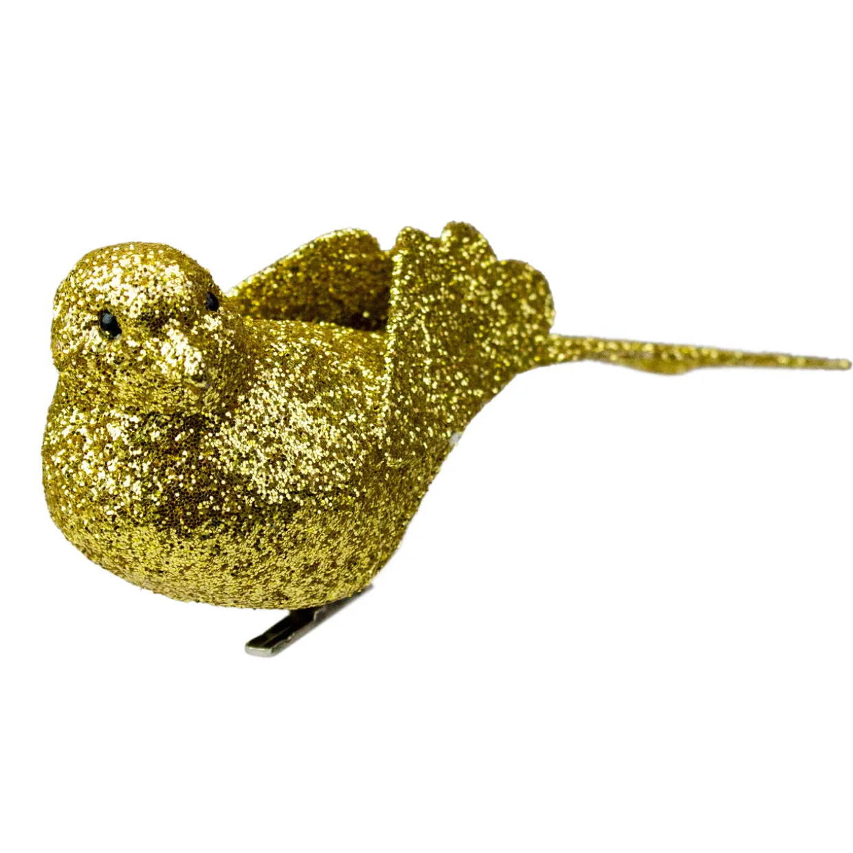 Glittered Bird Clip-On Christmas Ornament - 6" - Gold-tone