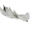 Glittered Bird with Feather Tail Clip-on Christmas Ornament - 8" - White and Black