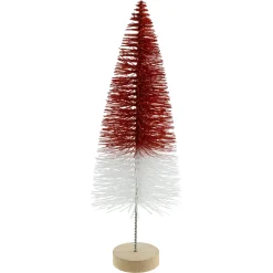 Glittered Bottlebrush Christmas Tree - 12" - Red and White
