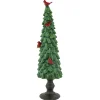 Glittered Christmas Tree with Red Cardinals Decoration - 14.5" - Green and Red