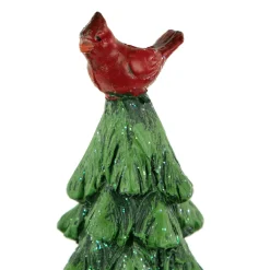 Glittered Christmas Tree with Red Cardinals Decoration - 14.5