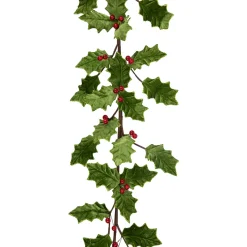 Glittered Holly with Berry Christmas Garland - 3.5' x 9