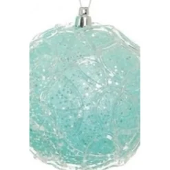 Glittered Ice Blue Shatterproof Snowy Winter Christmas Ball Ornament 3.25