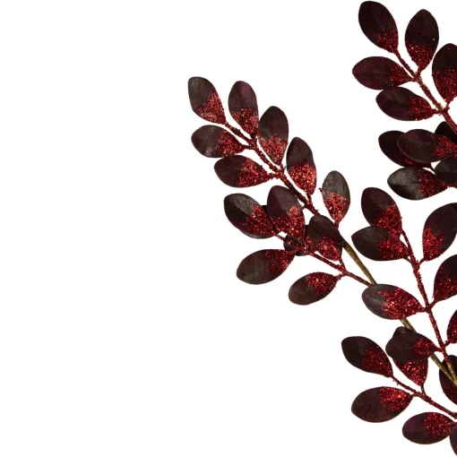 Glittered Leaves Artificial Christmas Spray - 37" - Red
