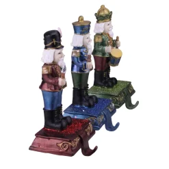 Glittered Nutcracker Stocking Holders - 7.75" - Blue, Red and Green - Set of 3