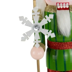 Glittered Nutcracker with Snowflake Scepter Christmas Figure - 15