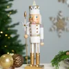 Glittered Nutcracker with Snowflake Scepter Christmas Figure - 15" - White