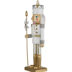 Glittered Nutcracker with Snowflake Scepter Christmas Figure - 15