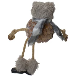 Glittered Pinecone Fuzzy Bear Christmas Figure - 5.5