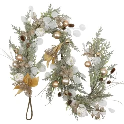 Glittered Poinsettia and Ornaments Artificial Christmas Garland - 6' x 7" - Unlit