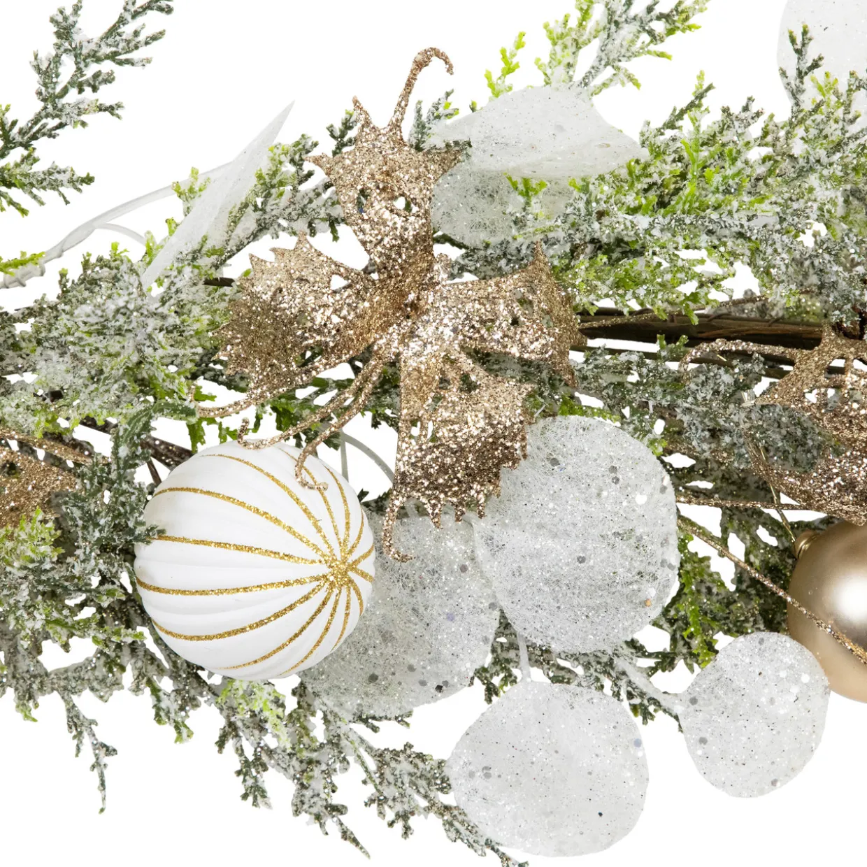 Glittered Poinsettia and Ornaments Artificial Christmas Garland - 6' x 7" - Unlit