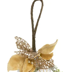 Glittered Poinsettia and Ornaments Artificial Christmas Garland - 6' x 7