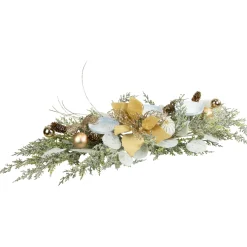 Glittered Poinsettia and Ornaments Christmas Pillar Candle Holder - 24"