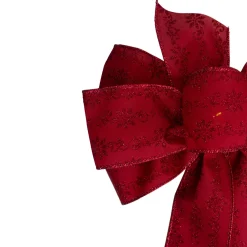Glittered Poinsettia 6-Loop Christmas Bow Decoration - 9