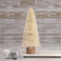 Glittered Sisal Christmas Tree Decoration - 11.5" - Cream