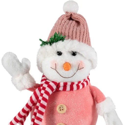 Glittered Snowman with Knitted Hat Christmas Figurine - 8.5"