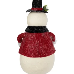Glittered Snowman with Vest and Bow Tie Christmas Figure - 12.5