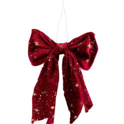 Glittered Starburst Velveteen Bow Christmas Decoration - 9"