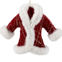 Glittered Winter Coat with Plush Trim Christmas Ornament - 6.5