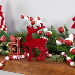Glossy Standing Reindeer Christmas Decoration - 8" - Red