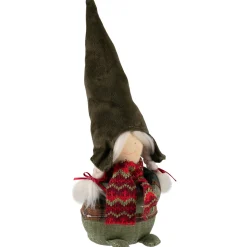 Gnome Girl with Plaid Outfit Christmas Figurine - 12.5