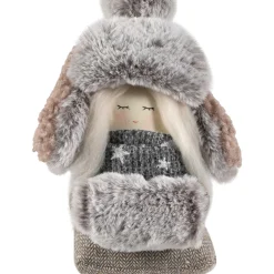 Gnome Girl with Plush Trapper Hat Christmas Figure - 5.5