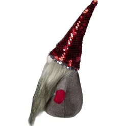 Gnome with Beard and Flip Sequin Hat Christmas Figure - 9