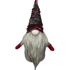 Gnome with Beard and Flip Sequin Hat Christmas Figure - 9