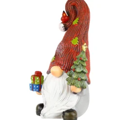 Gnome with Cardinal Holding Christmas Tree Decoration - 9