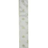 Gold and White Snowflake Printed Christmas Wired Craft Ribbon 2.5" x 10 Yards