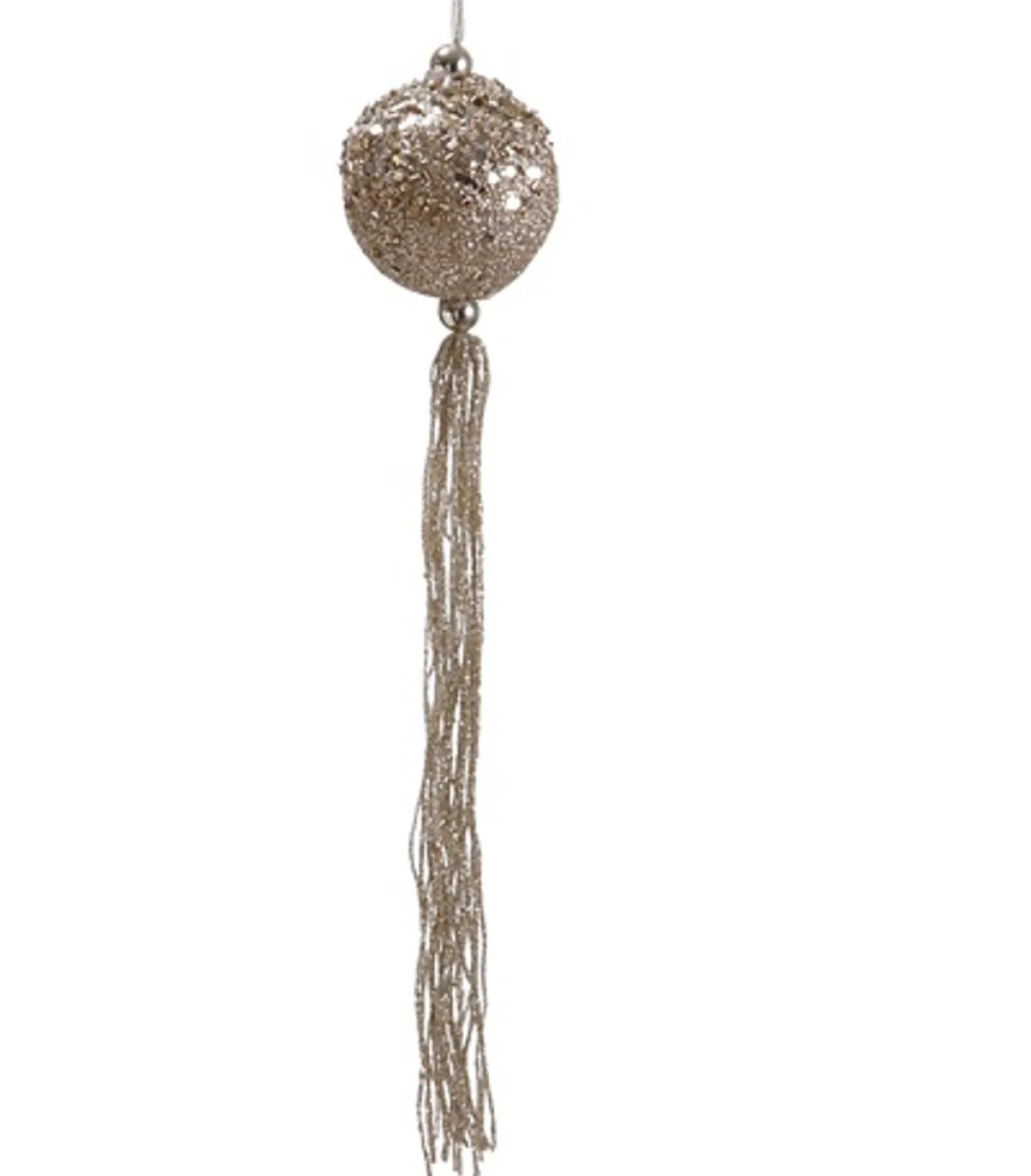 Gold Glittered Christmas Ball Ornament with Tassels 12" (300mm)