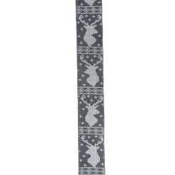 Gray and White Nordic Reindeer Christmas Wired Craft Ribbon 2.5" x 16 Yards