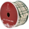 Green and Beige Plaid Wired Craft Christmas Ribbon 2.5" x 10 Yards