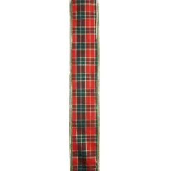 Green and Red Plaid Wired Christmas Craft Ribbon 2.5" x 10 Yards