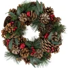 Green Mixed Foliage and Apple Artificial Christmas Wreath, 13.75-Inch, Unlit
