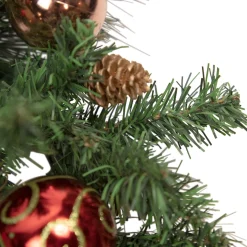 Green Mixed Foliage and Ornaments Artificial Christmas Wreath - 30
