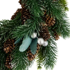 Green Pine, Pinecone with Berries Artificial Christmas Wreath, 14