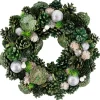 Green Pinecone and Foliage Artificial Christmas Wreath, 14-Inch, Unlit