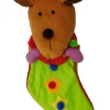 Green Pom Pom Star Reindeer Face Christmas Holiday Stocking
