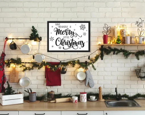 Have Yourself a Merry Little Christmas 14.5" x 19.5" Framed Christmas Wall Decor Sign Poster in a Black Wooden Frame with UV Acrylic and Hangers