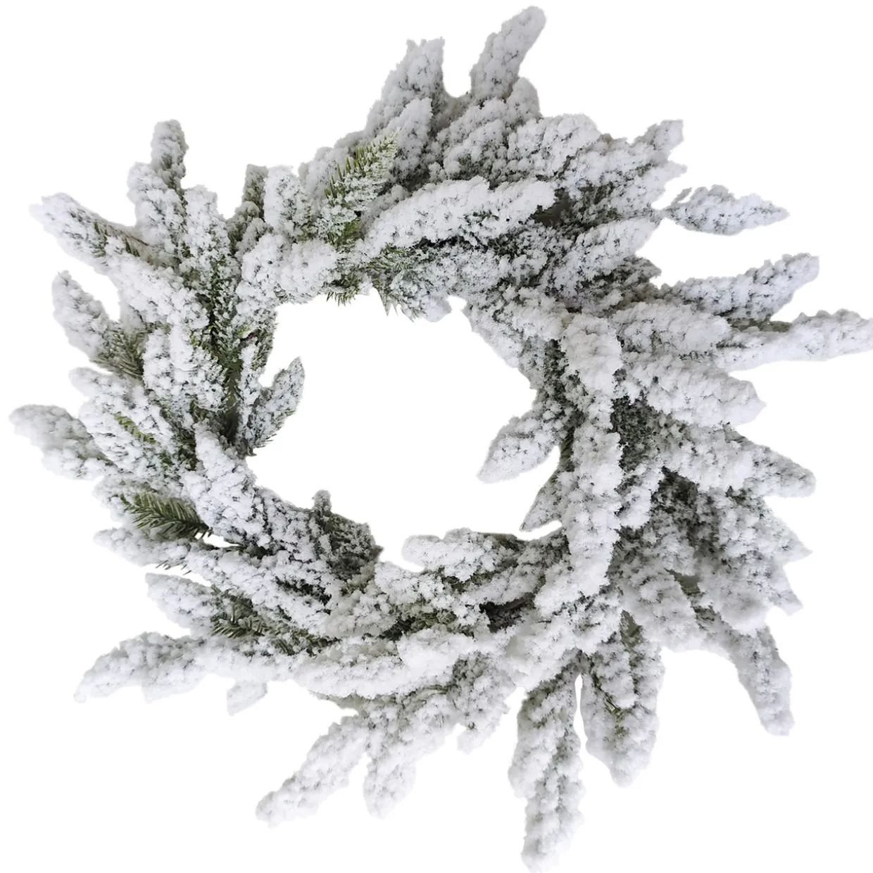 Heavily Flocked Artificial Pine Christmas Wreath, 16.5-Inch, Unlit
