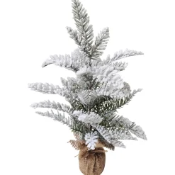 Heavily Flocked Pine in Burlap Base Christmas Tree - 17.75" - Unlit