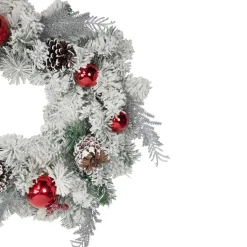 Heavily Flocked Pine with Ornaments Artificial Christmas Wreath - 24